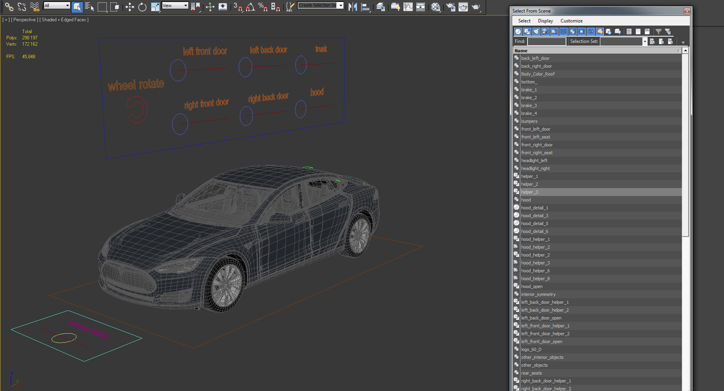 3D Tesla Model S 60 2015 Rigged model