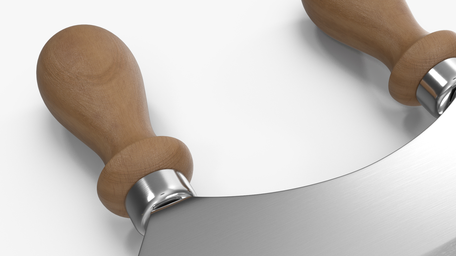 Mezzaluna with Two Blades and Wooden Handles 3D model