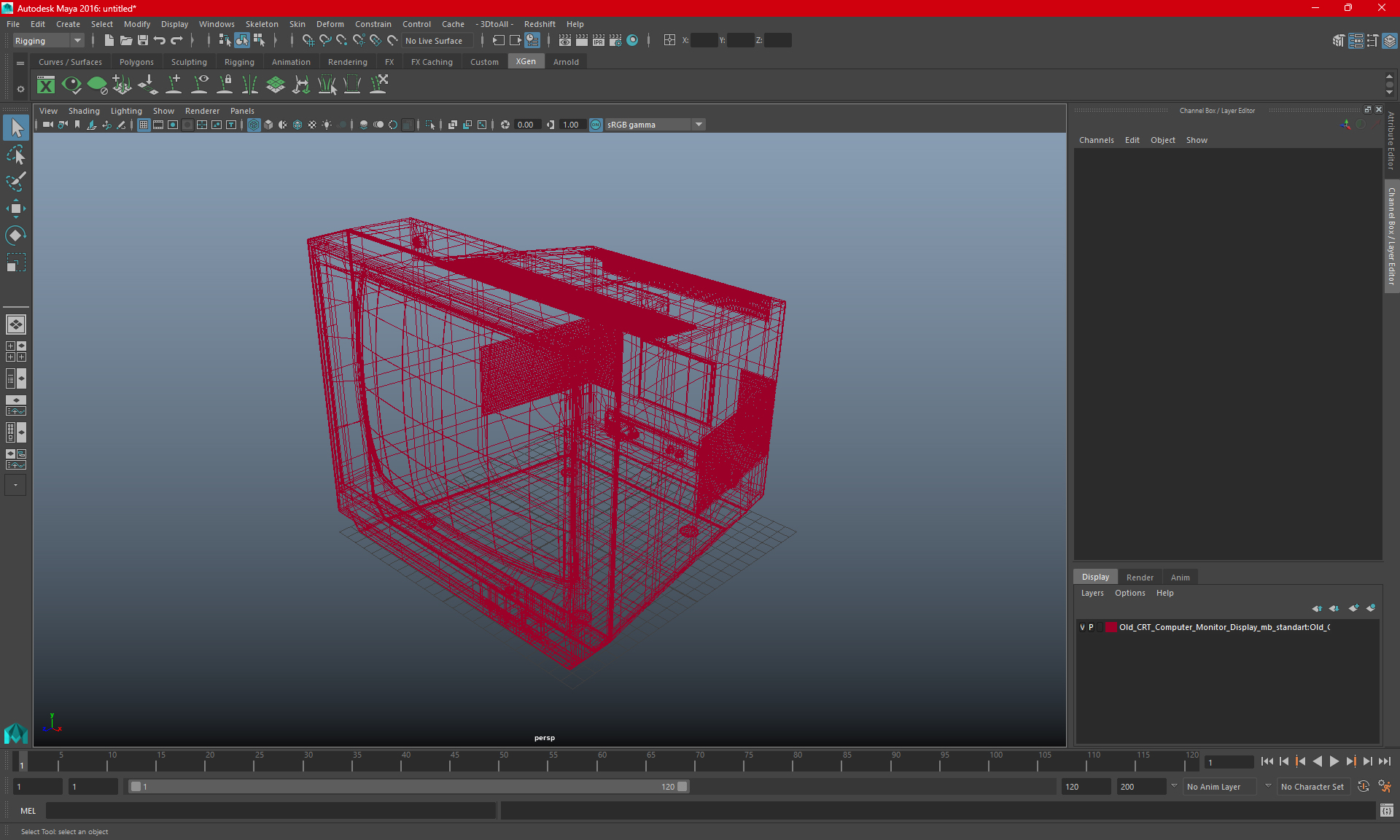 Old CRT Computer Monitor Display 3D