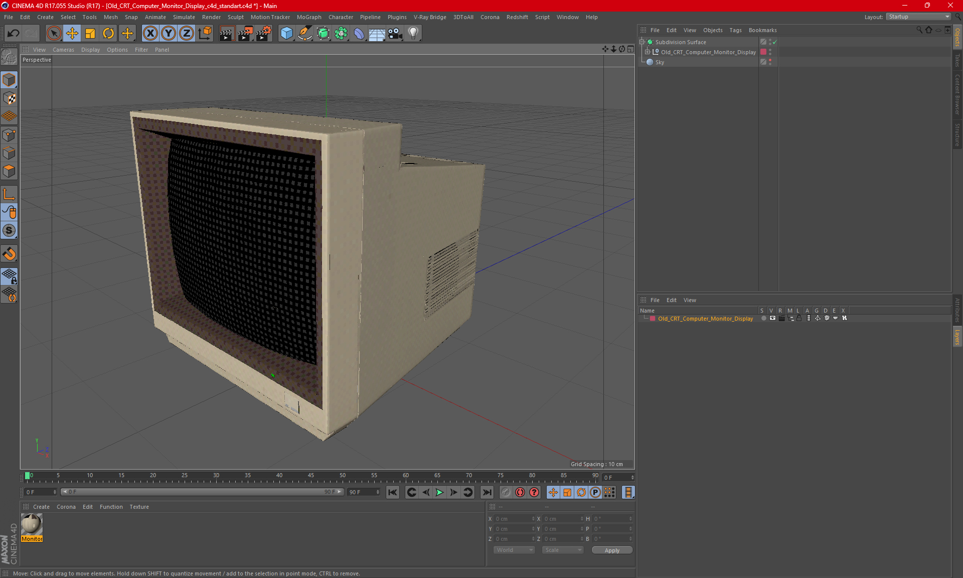 Old CRT Computer Monitor Display 3D