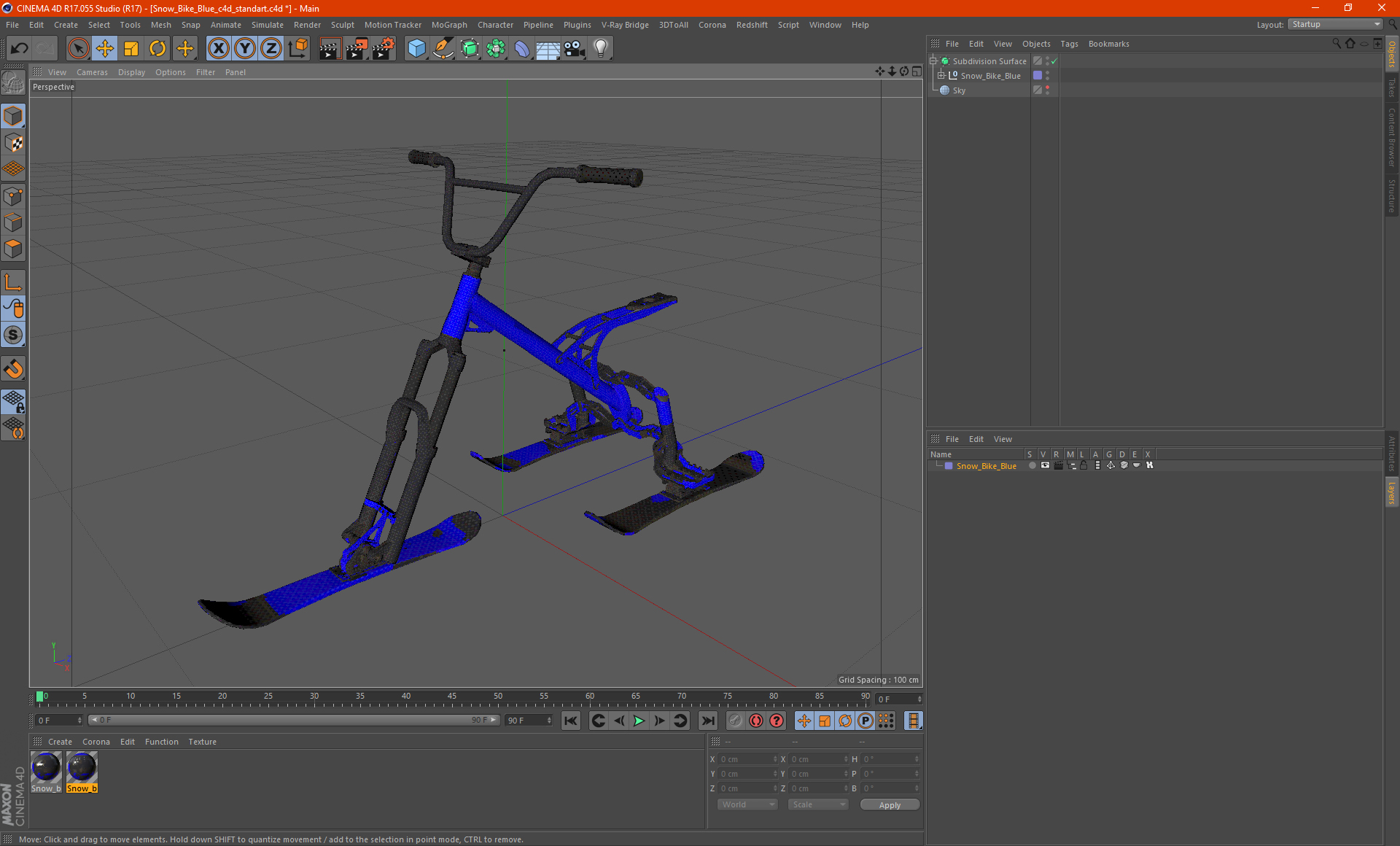 Snow Bike Blue 3D model