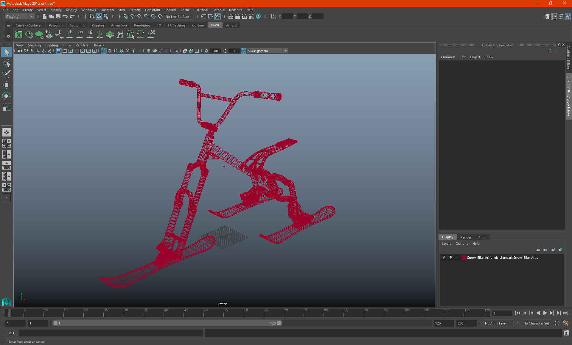 Snow Bike Blue 3D model