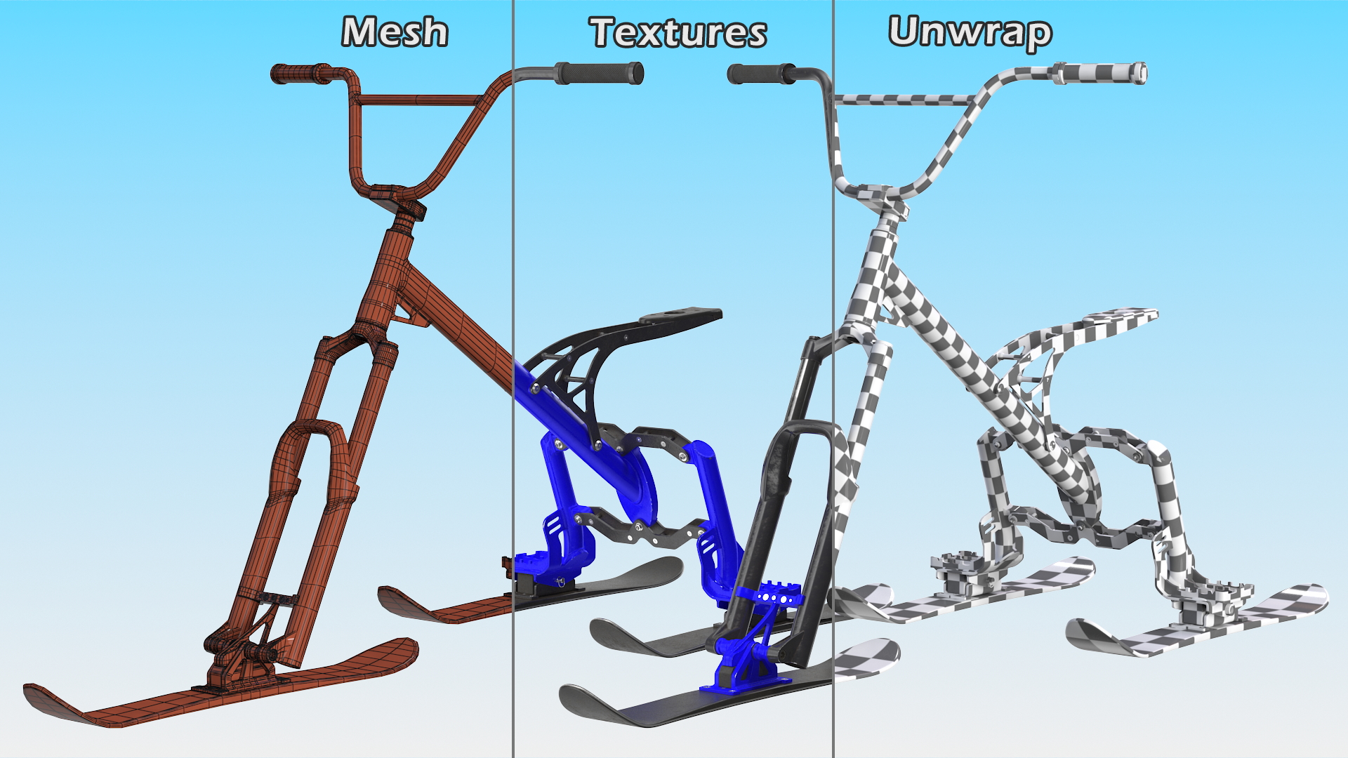 Snow Bike Blue 3D model