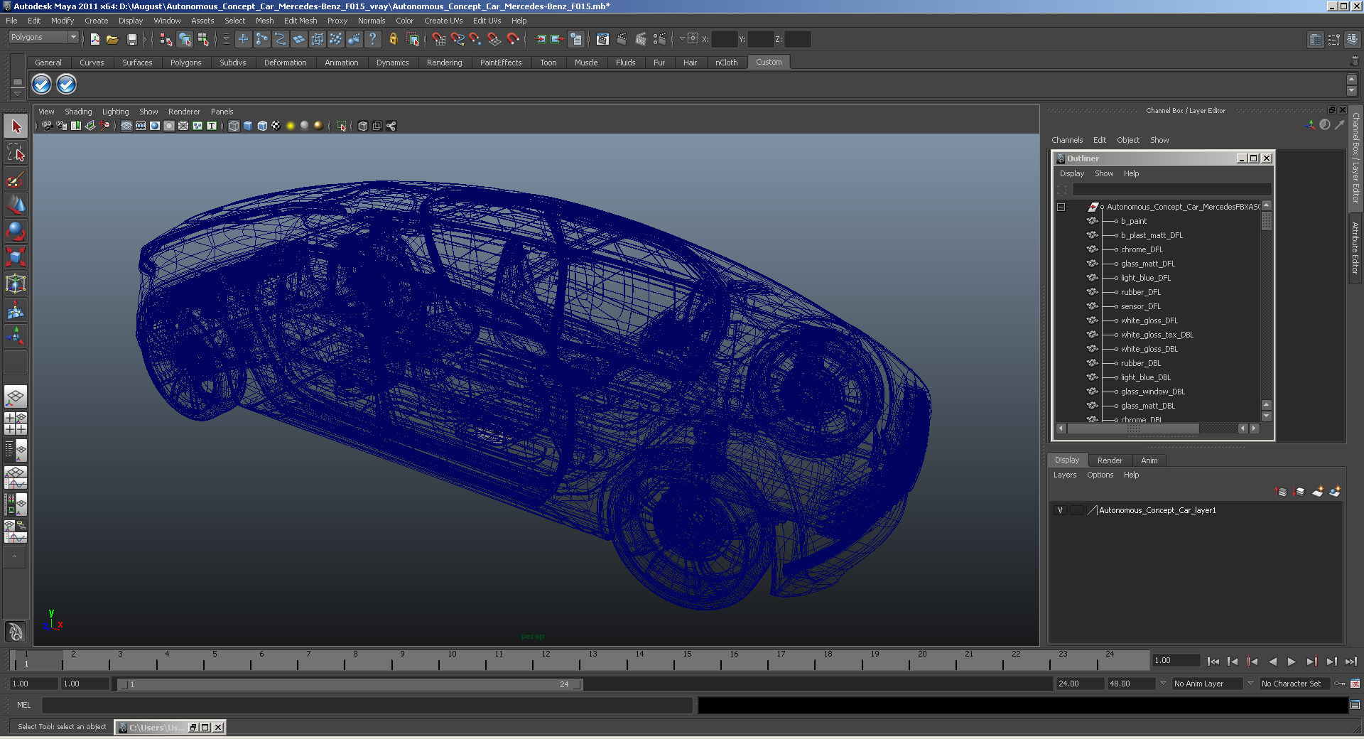 3D Autonomous Concept Car Mercedes Benz F015