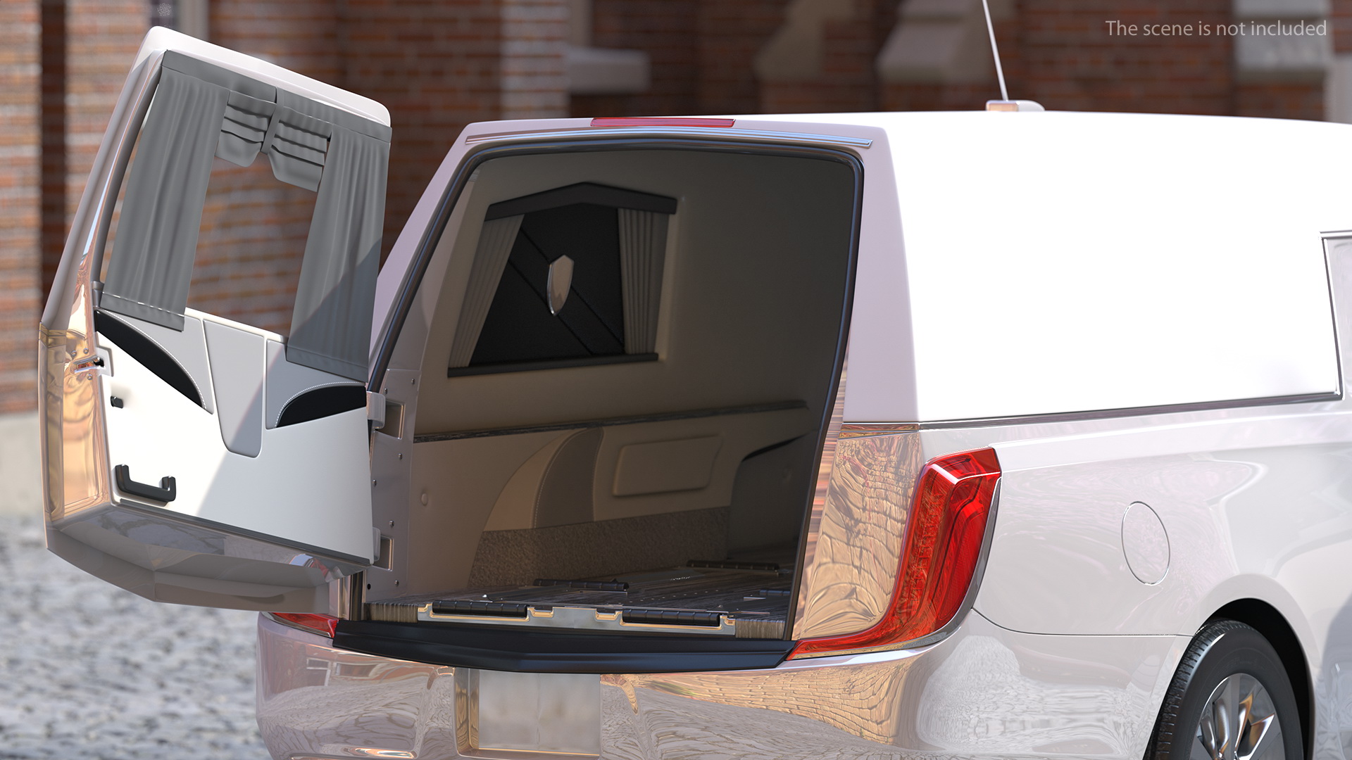 3D White Luxury Hearse Car Generic Rigged model