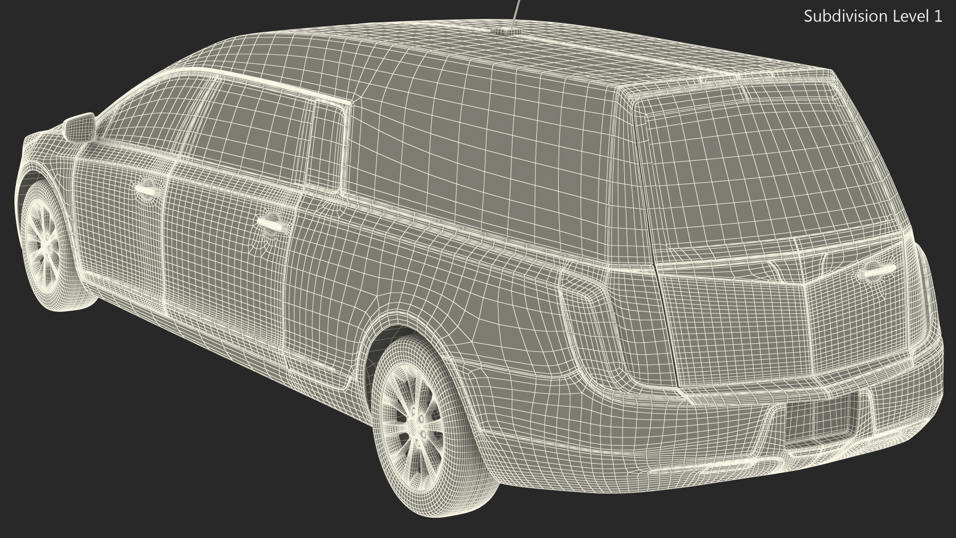 3D White Luxury Hearse Car Generic Rigged model