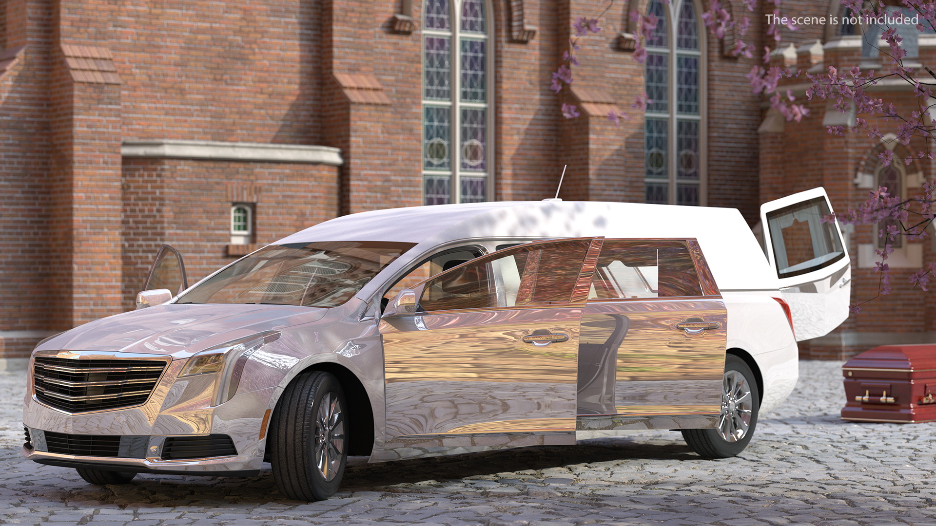 3D White Luxury Hearse Car Generic Rigged model