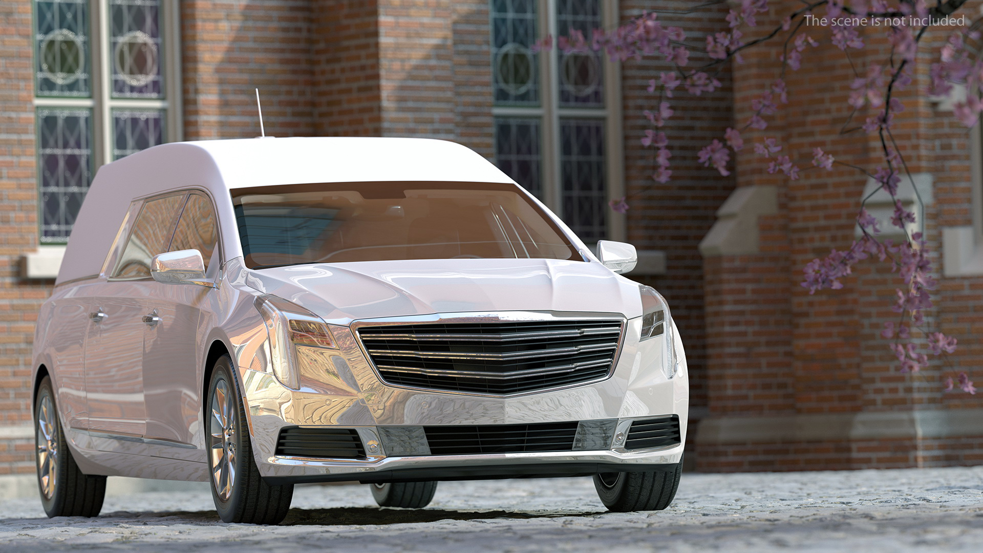 3D White Luxury Hearse Car Generic Rigged model