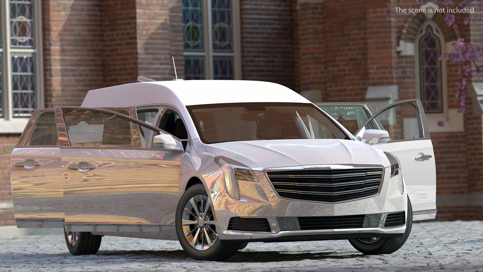 3D White Luxury Hearse Car Generic Rigged model