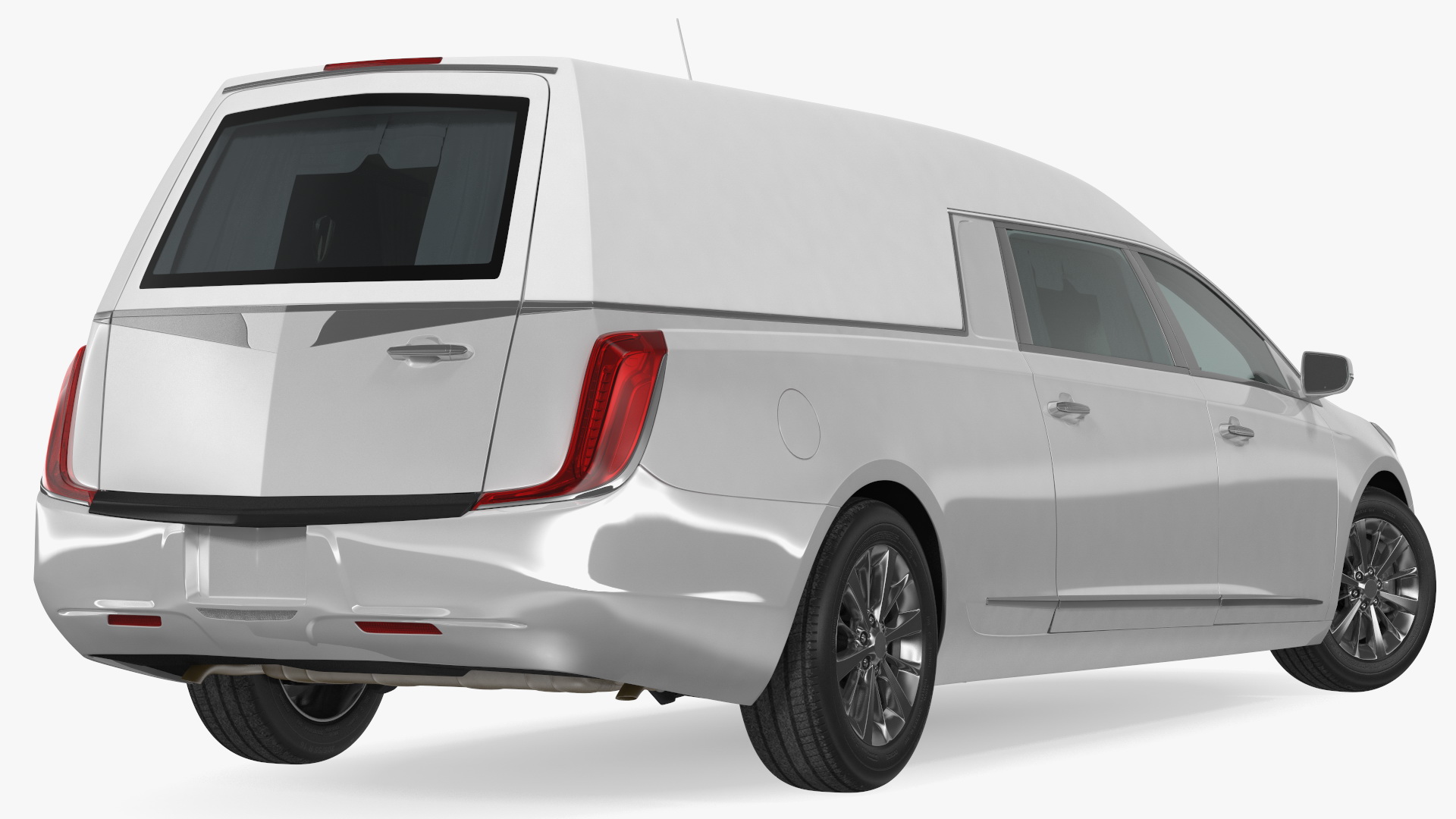 3D White Luxury Hearse Car Generic Rigged model