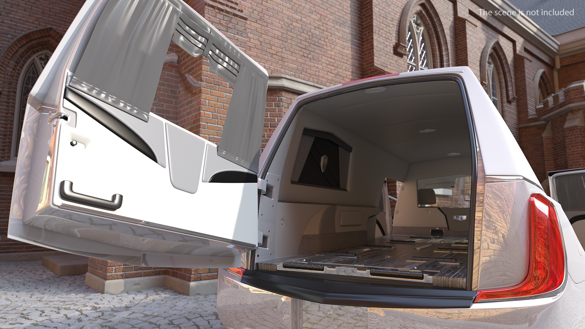 3D White Luxury Hearse Car Generic Rigged model