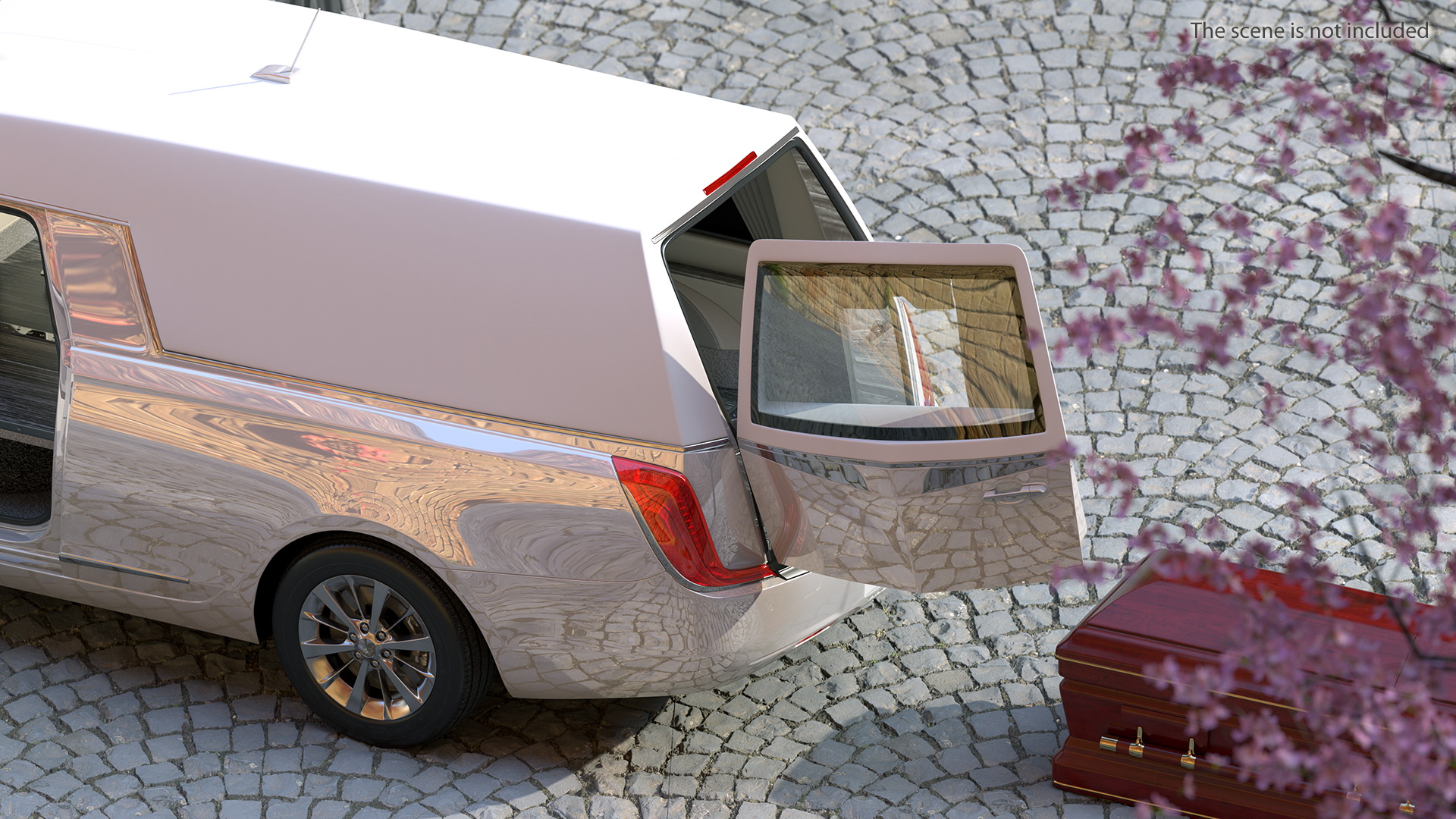 3D White Luxury Hearse Car Generic Rigged model