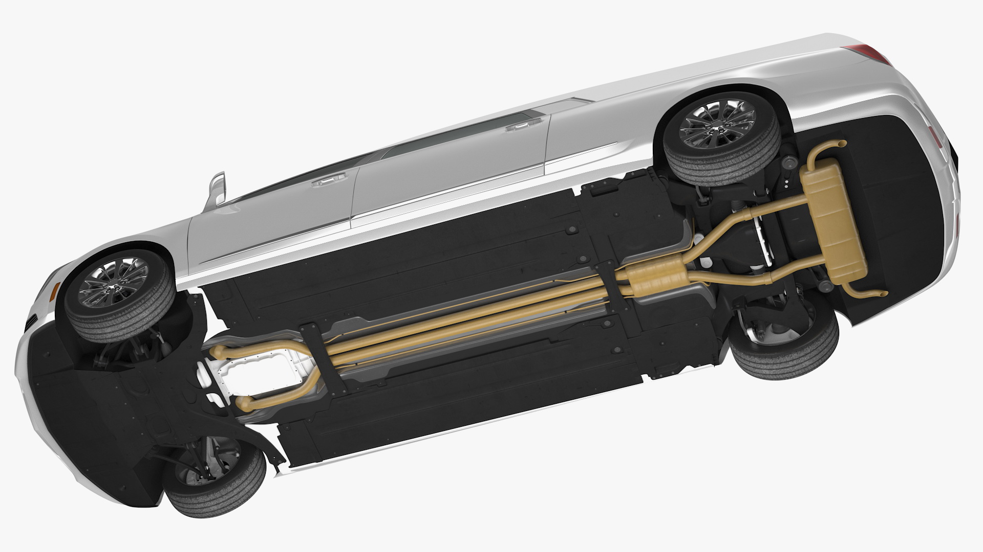 3D White Luxury Hearse Car Generic Rigged model