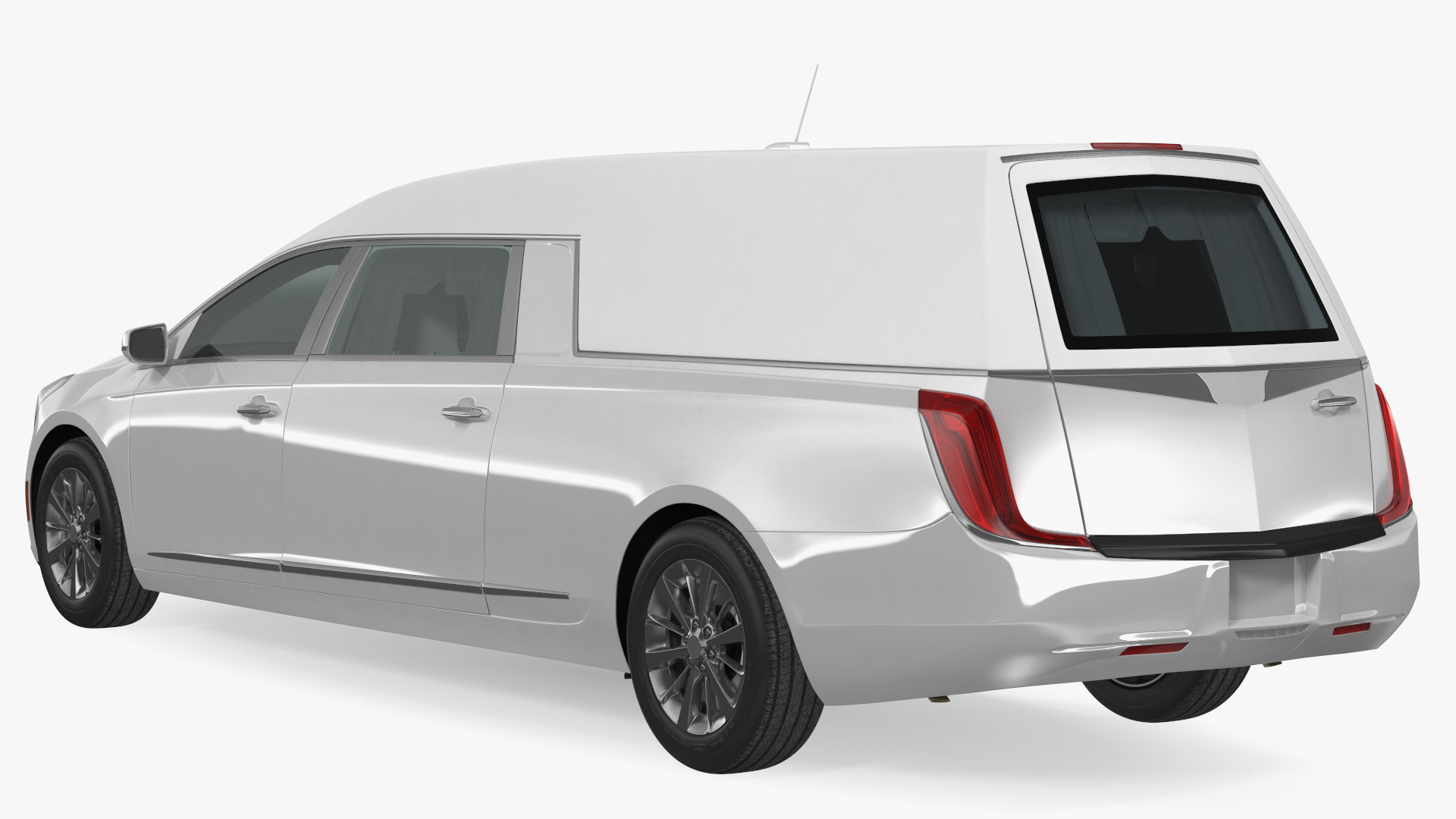 3D White Luxury Hearse Car Generic Rigged model