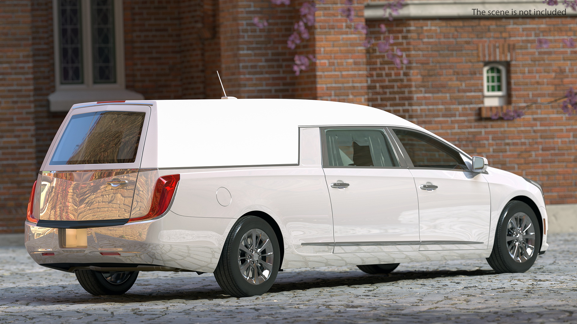 3D White Luxury Hearse Car Generic Rigged model