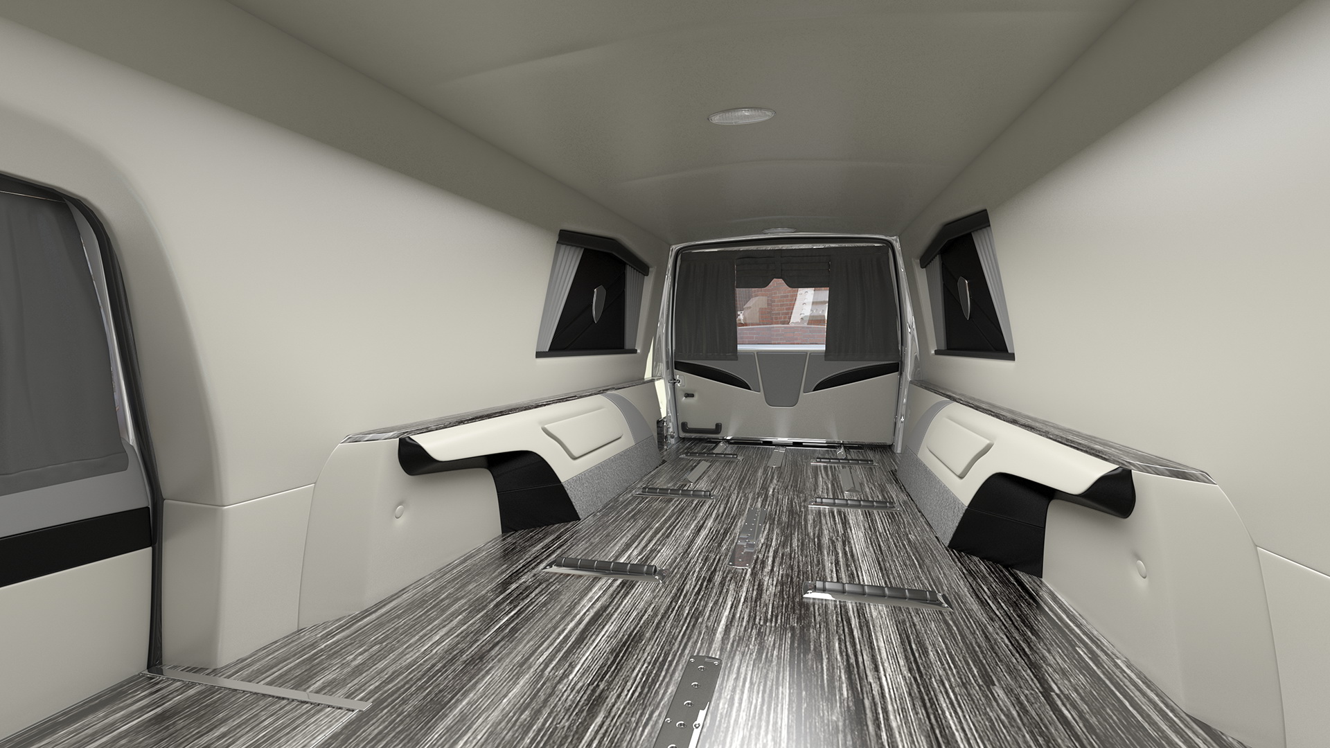 3D White Luxury Hearse Car Generic Rigged model