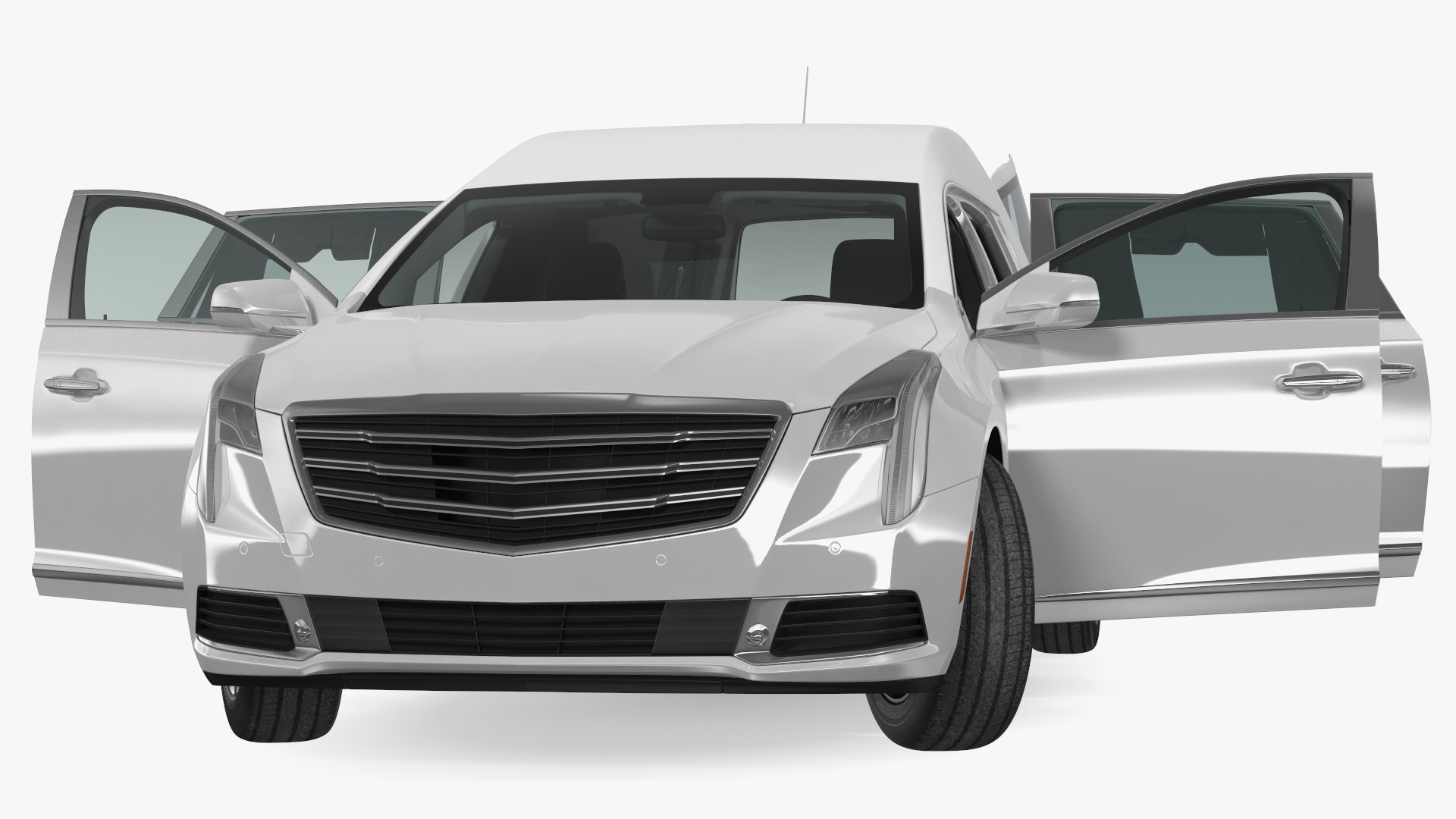 3D White Luxury Hearse Car Generic Rigged model