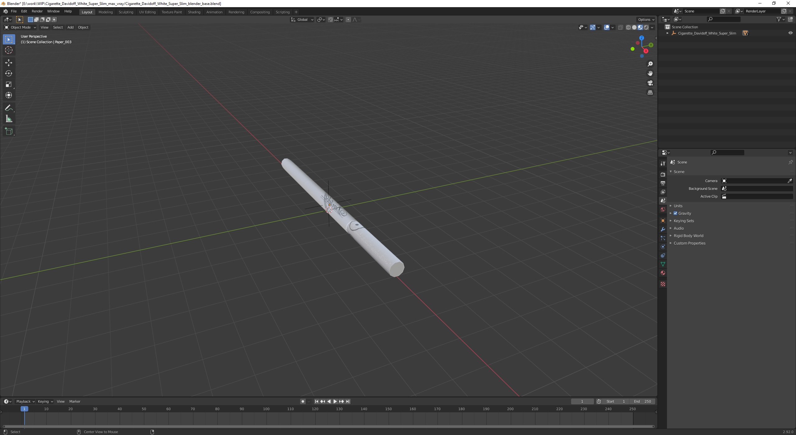 3D model Cigarette Davidoff White Super Slim