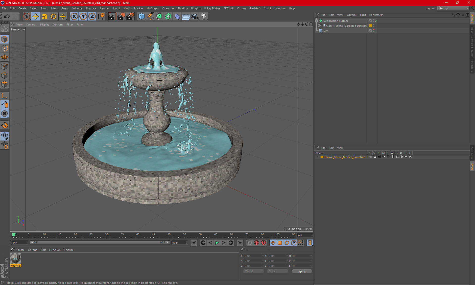 Classic Stone Garden Fountain for 3D Print 3D
