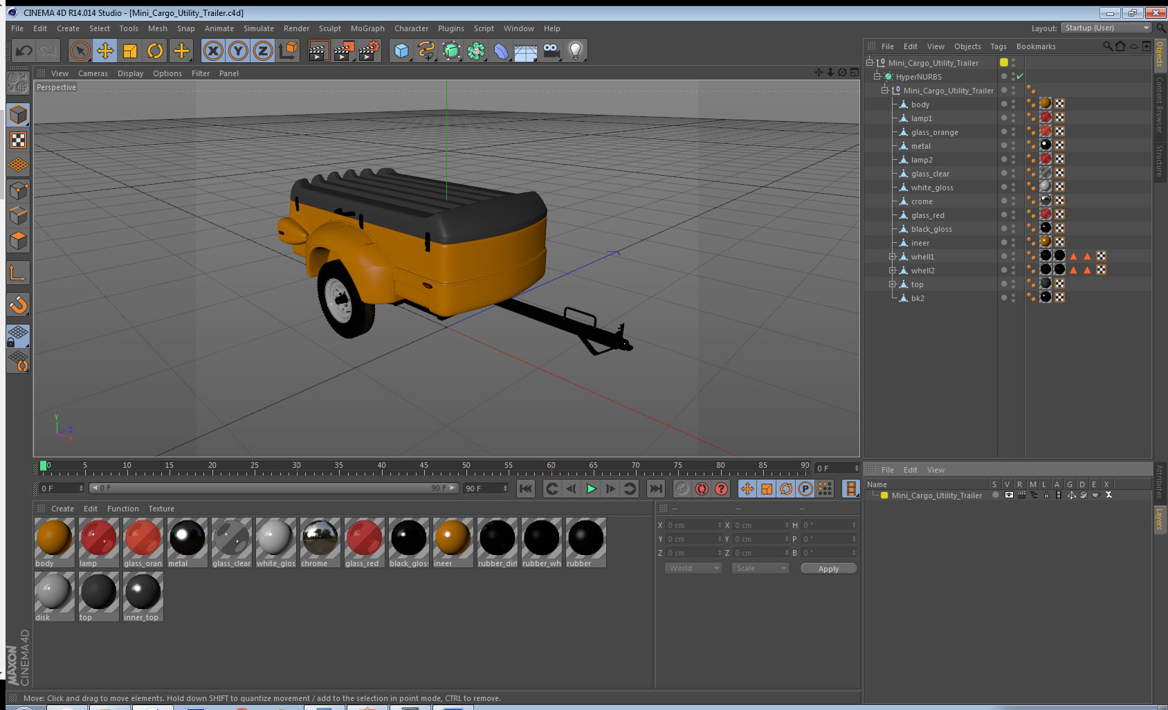 3D Mini Cargo Utility Trailer