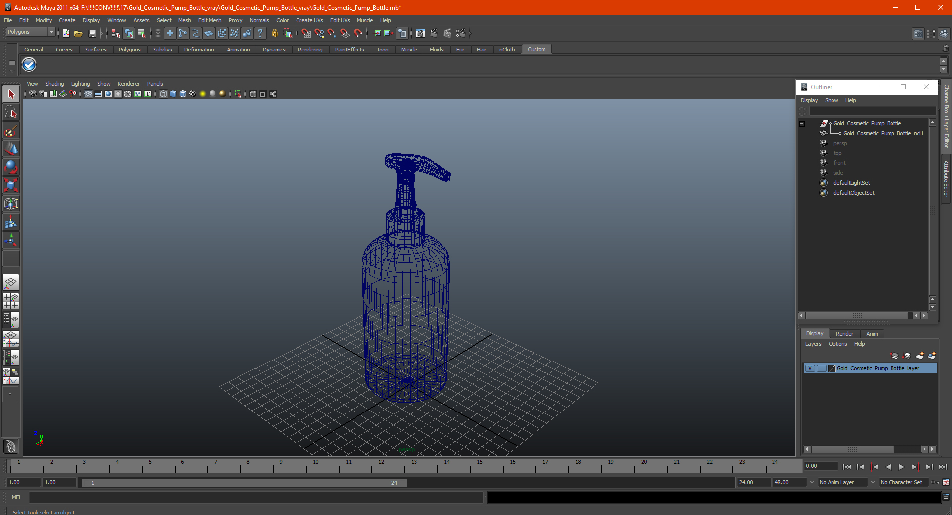 3D model Gold Cosmetic Pump Bottle