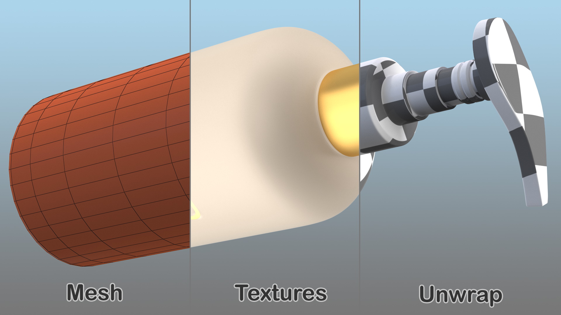 3D model Gold Cosmetic Pump Bottle