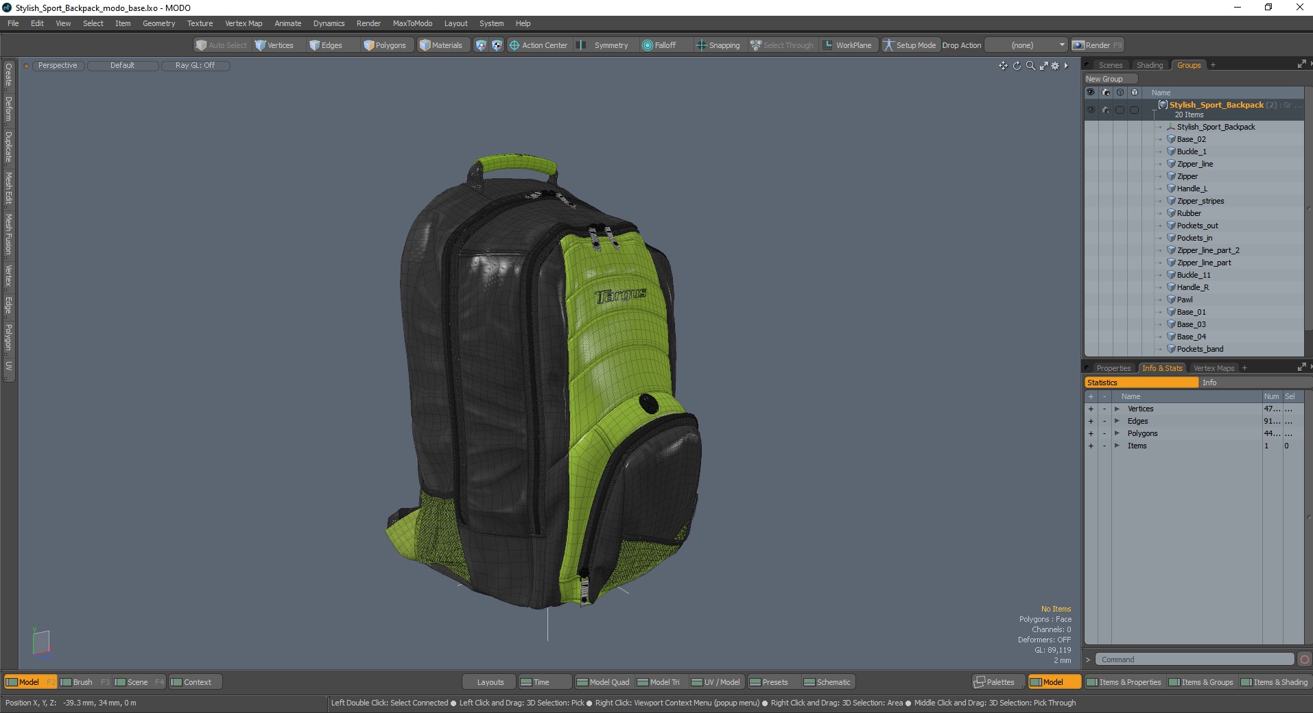 Stylish Sport Backpack 3D