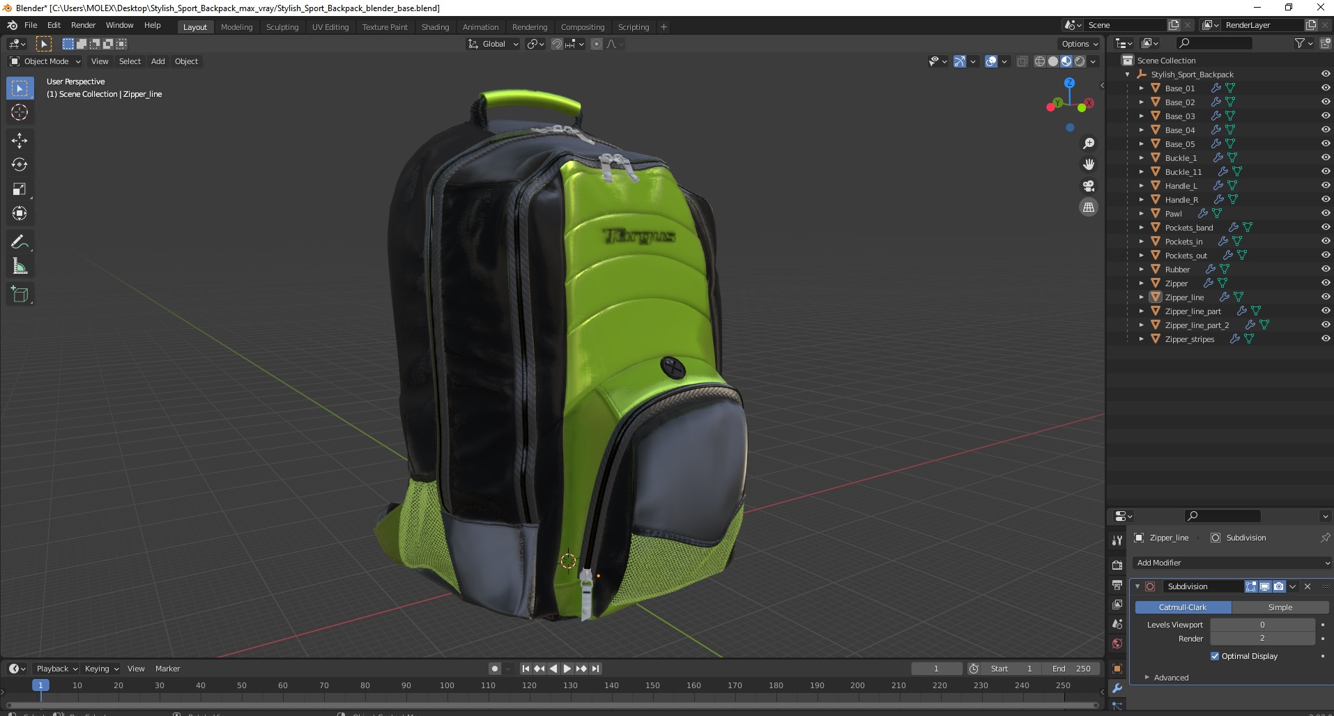 Stylish Sport Backpack 3D