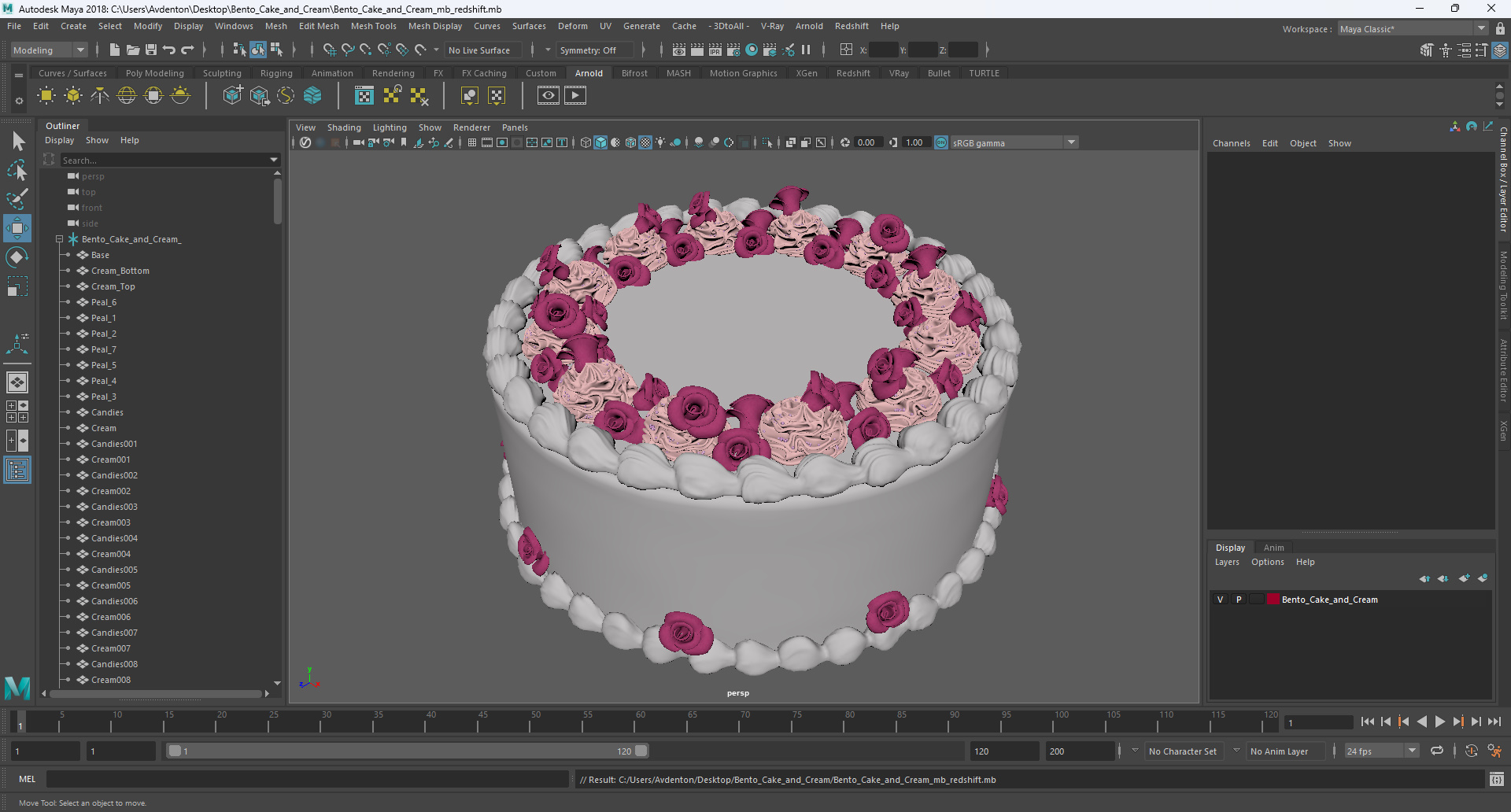 Cream Cake Sweet Dessert 3D model