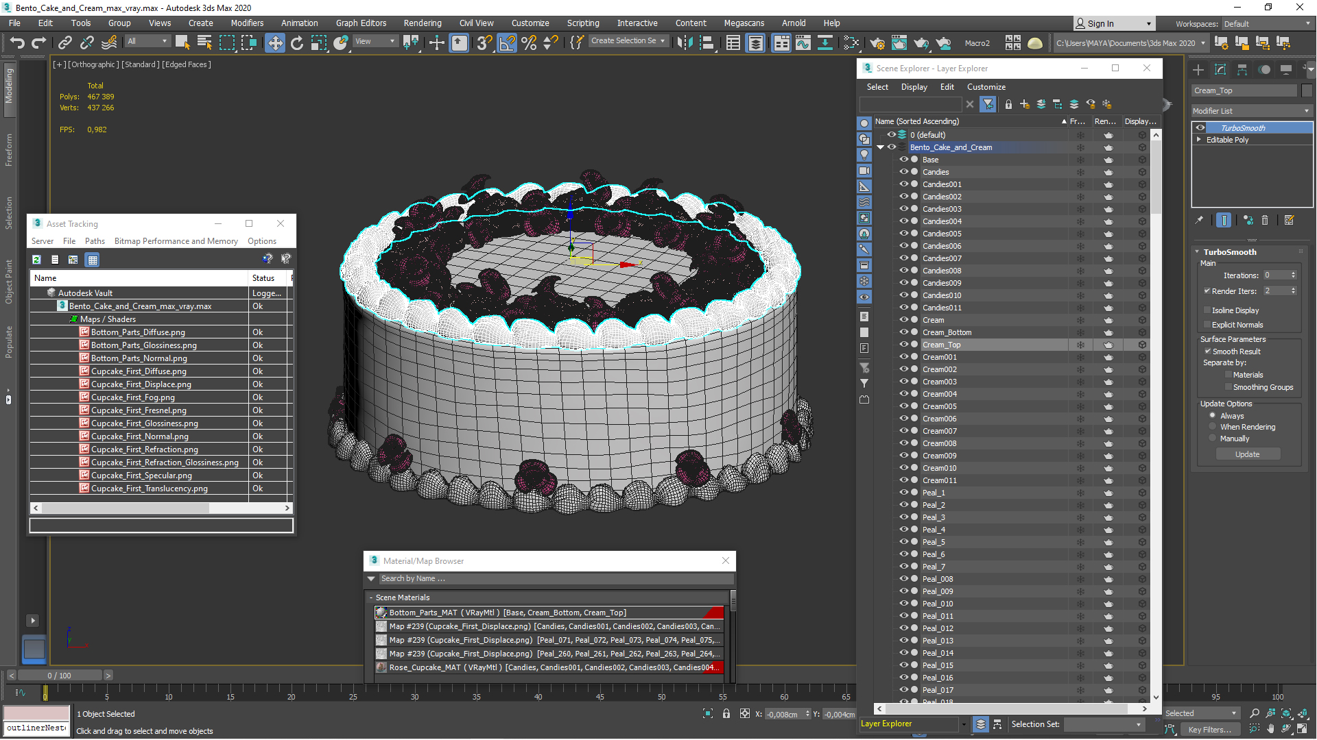 Cream Cake Sweet Dessert 3D model