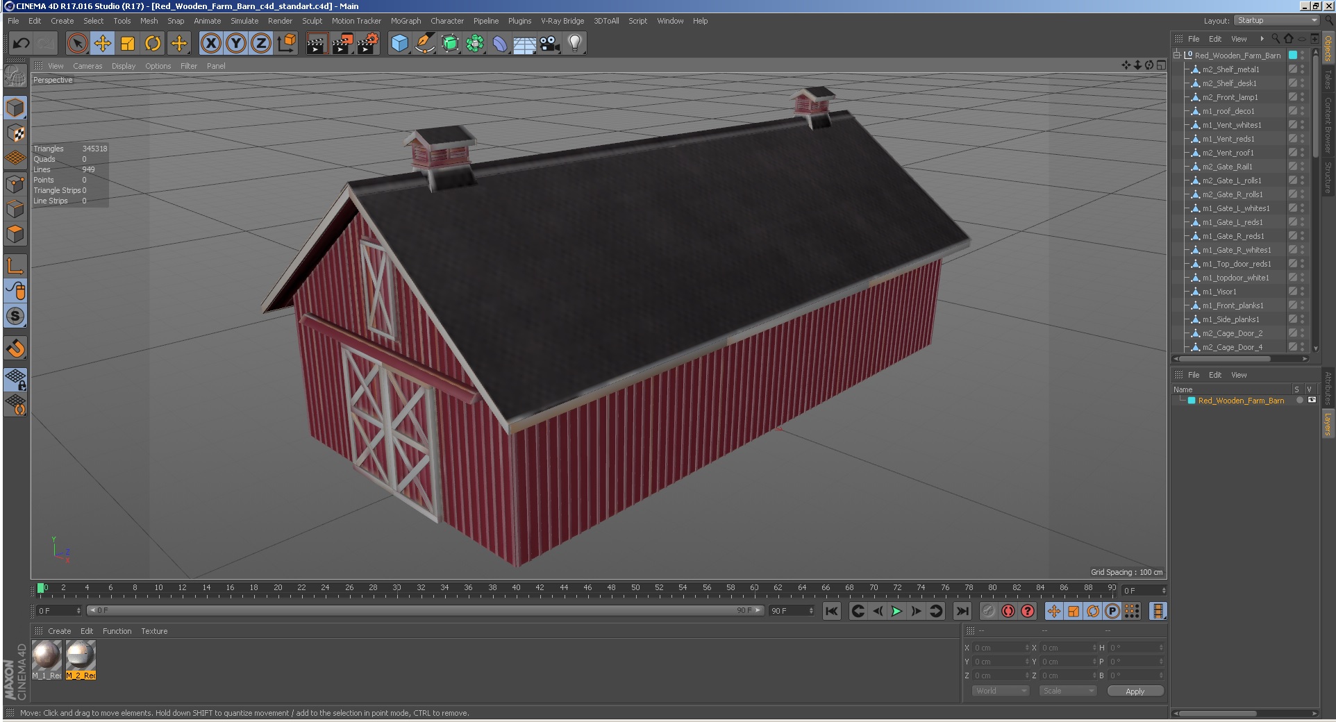 3D model Red Wooden Farm Barn