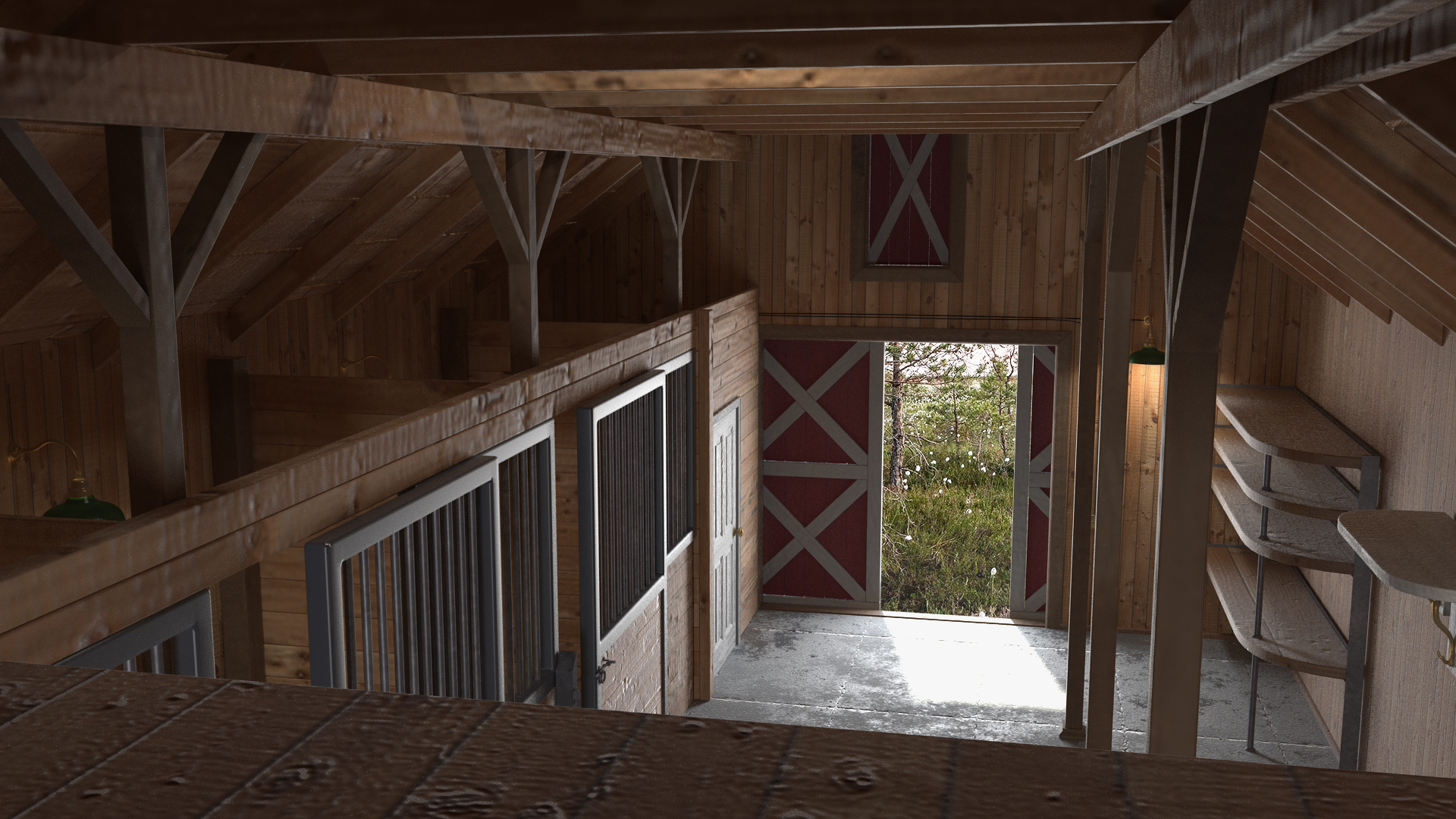 3D model Red Wooden Farm Barn