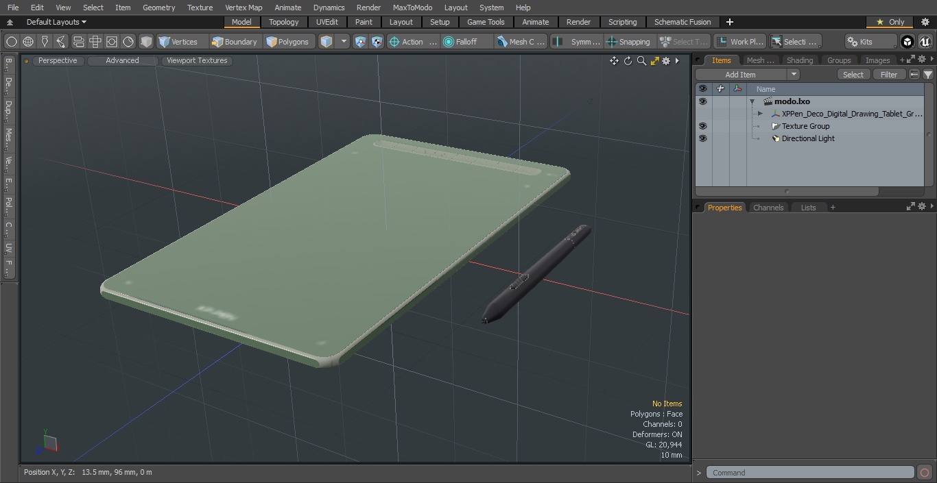 XPPen Deco Digital Drawing Tablet Green 3D model