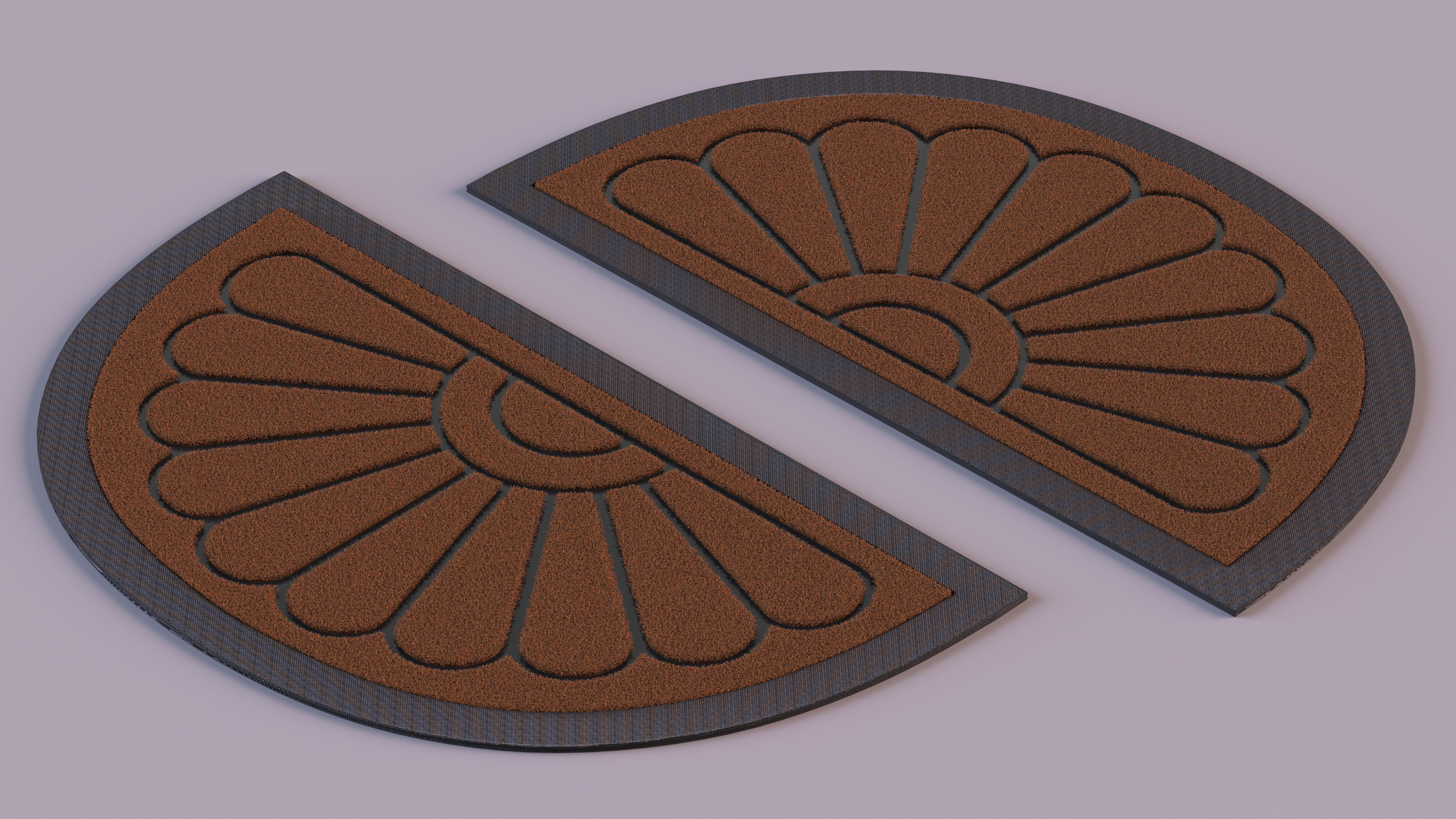 3D model Brown Arched Door Mat Fur
