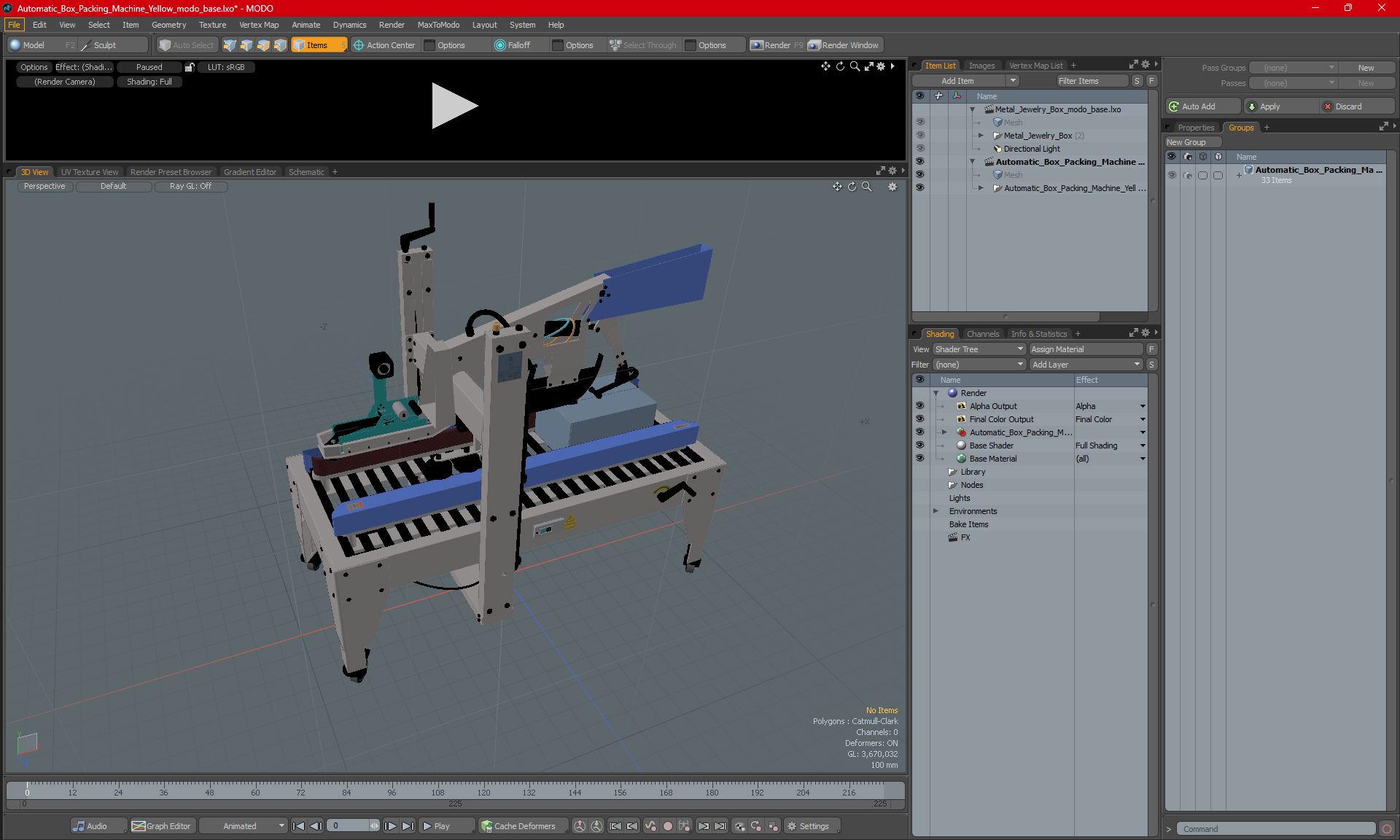 3D Automatic Paper Carton Packing Machine Blue model