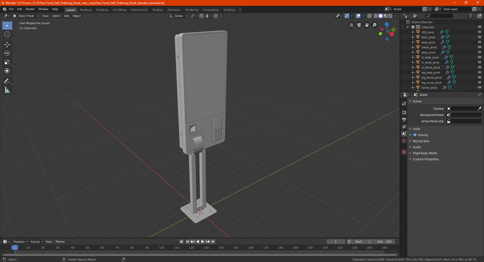 Fast Food Self Ordering Kiosk 3D model