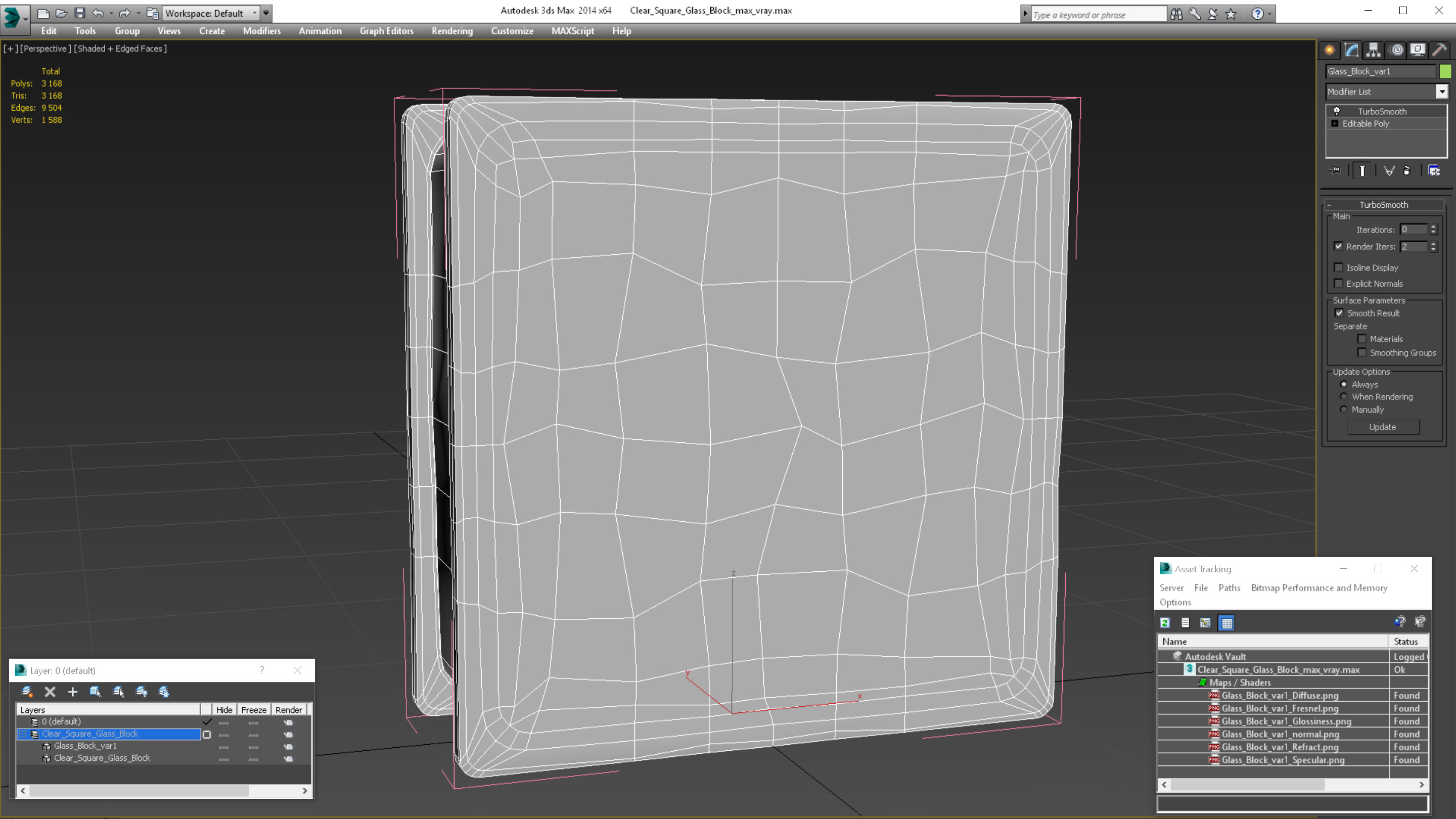 Clear Square Glass Block 3D model