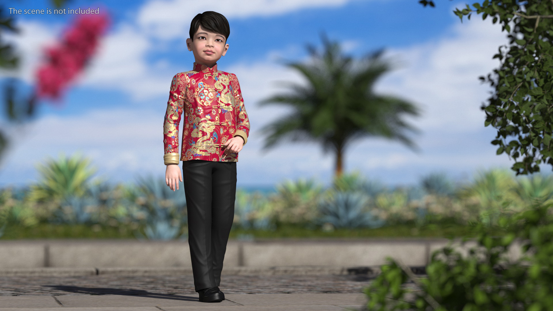 3D Chinese Boy Dragon Silk Costume Rigged model
