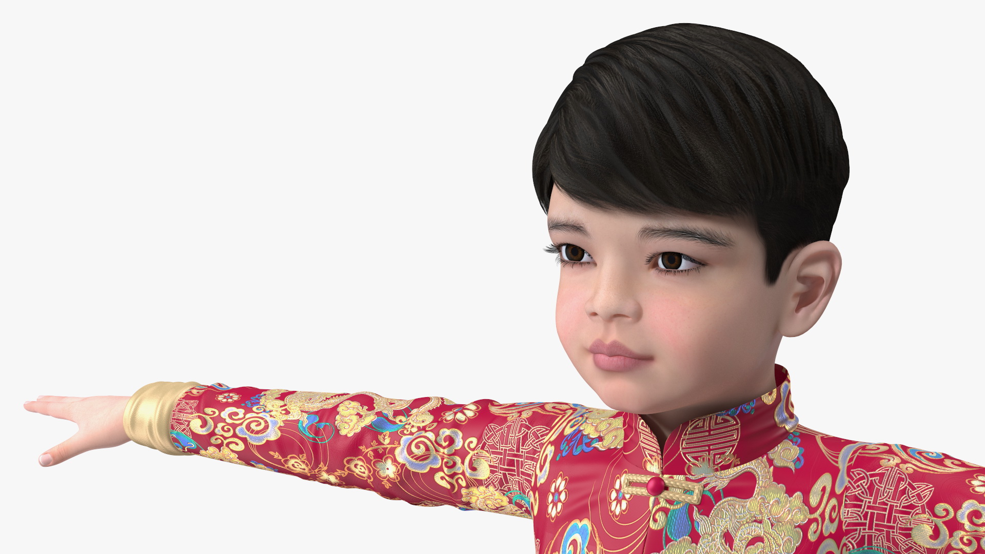 3D Chinese Boy Dragon Silk Costume Rigged model