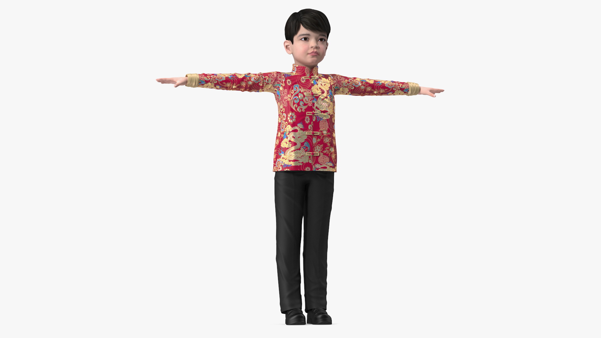 3D Chinese Boy Dragon Silk Costume Rigged model