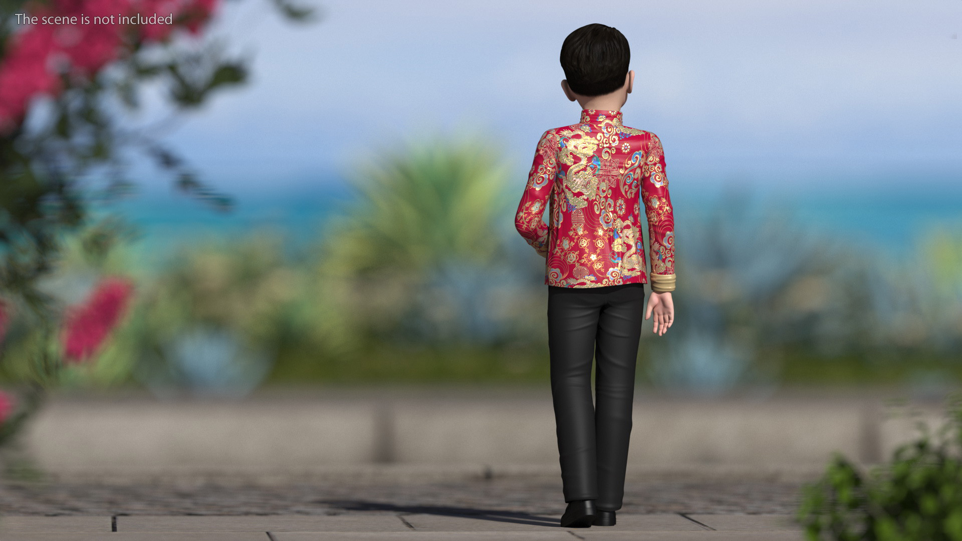 3D Chinese Boy Dragon Silk Costume Rigged model