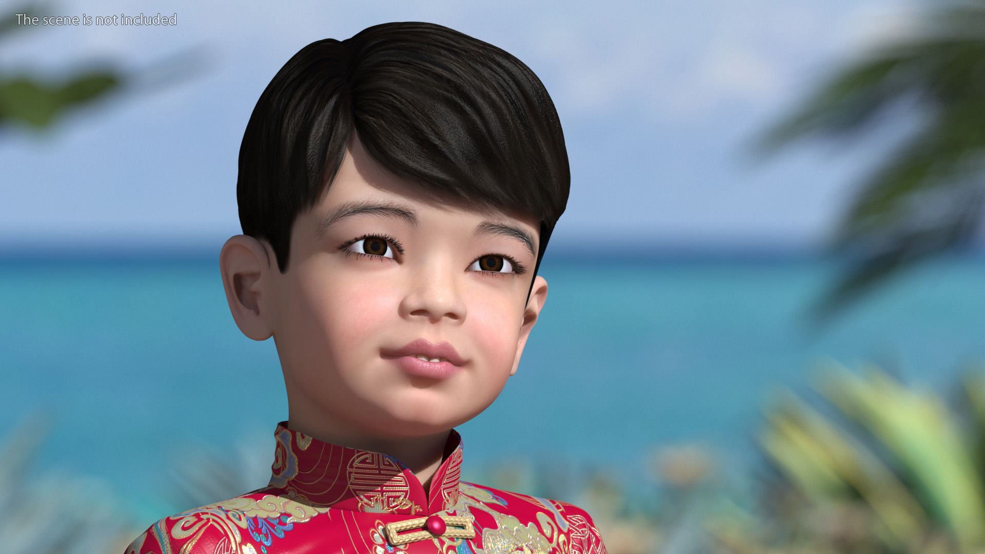 3D Chinese Boy Dragon Silk Costume Rigged model