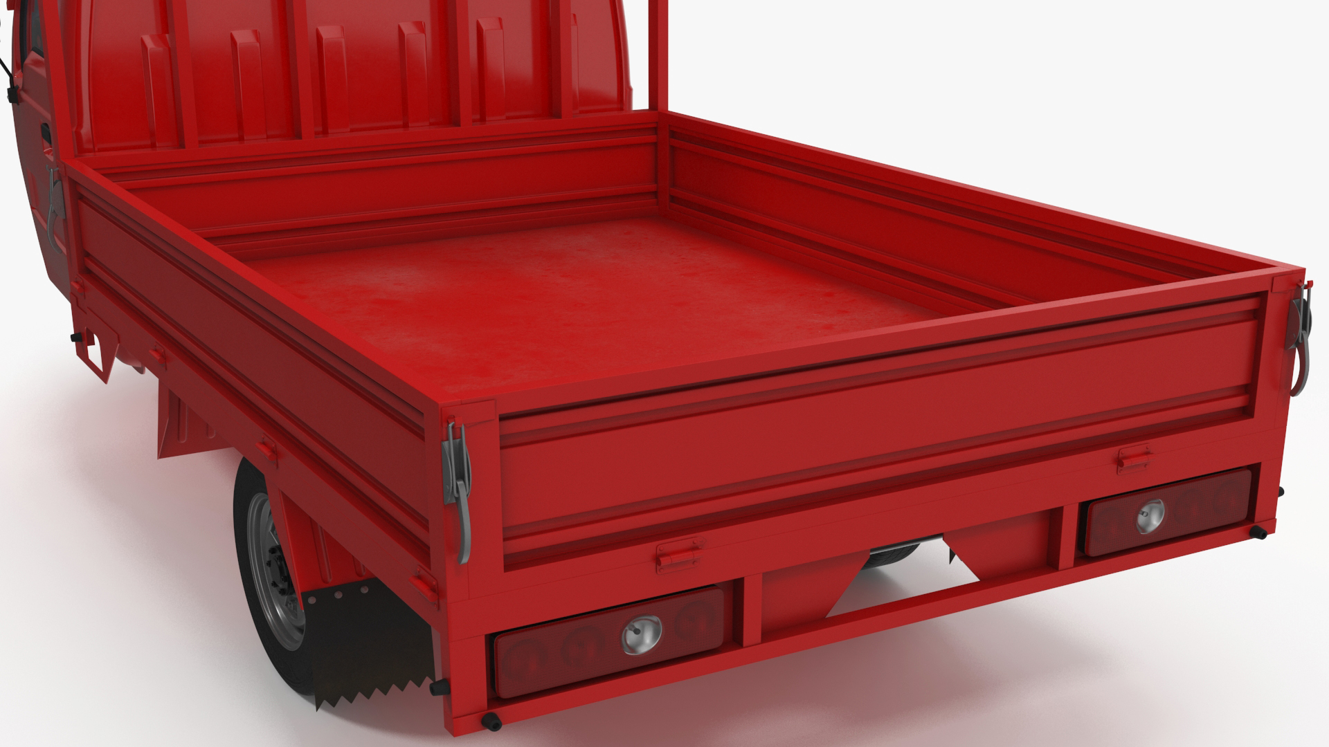 3D Asian Delivery Trike with Open Body Red Rigged