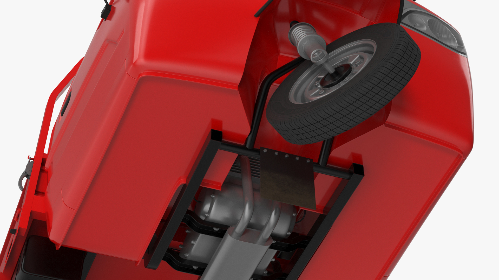 3D Asian Delivery Trike with Open Body Red Rigged
