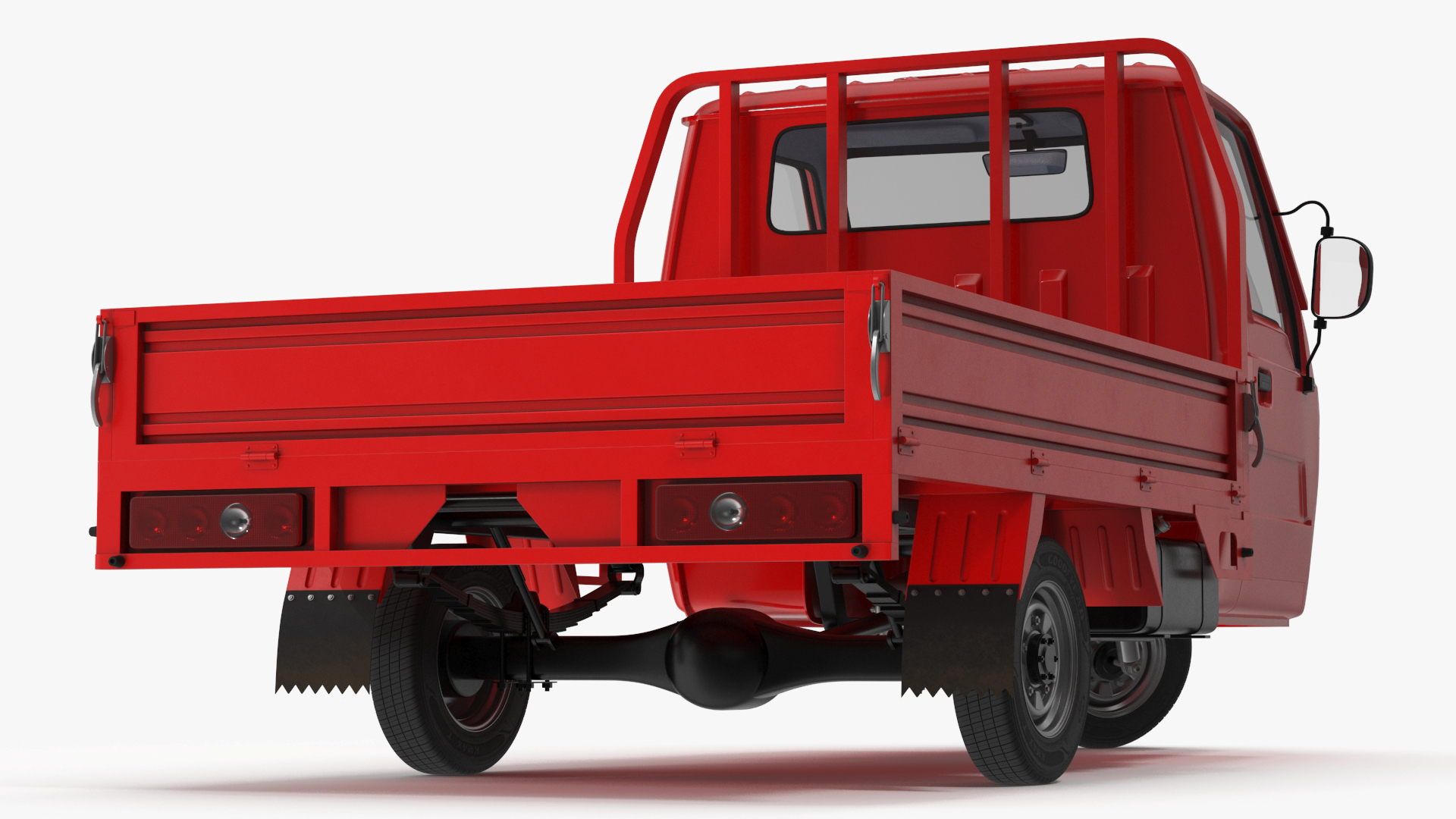 3D Asian Delivery Trike with Open Body Red Rigged