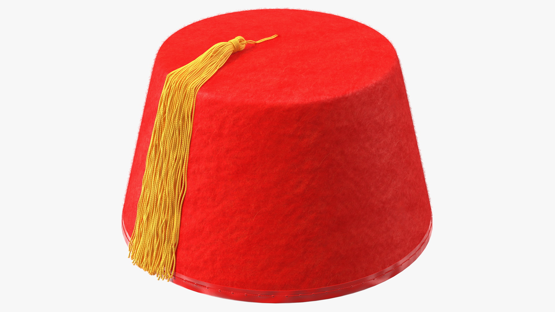 3D Traditional Arabic Red Fez Hat With Yellow Tassel Fur model
