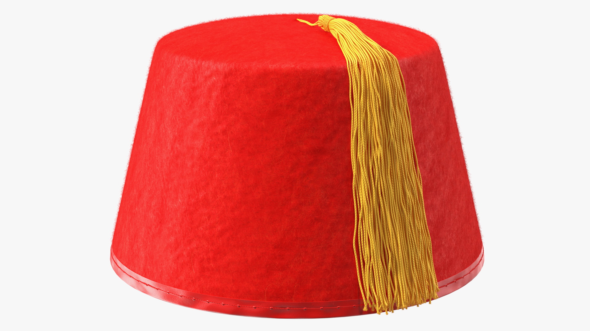 3D Traditional Arabic Red Fez Hat With Yellow Tassel Fur model