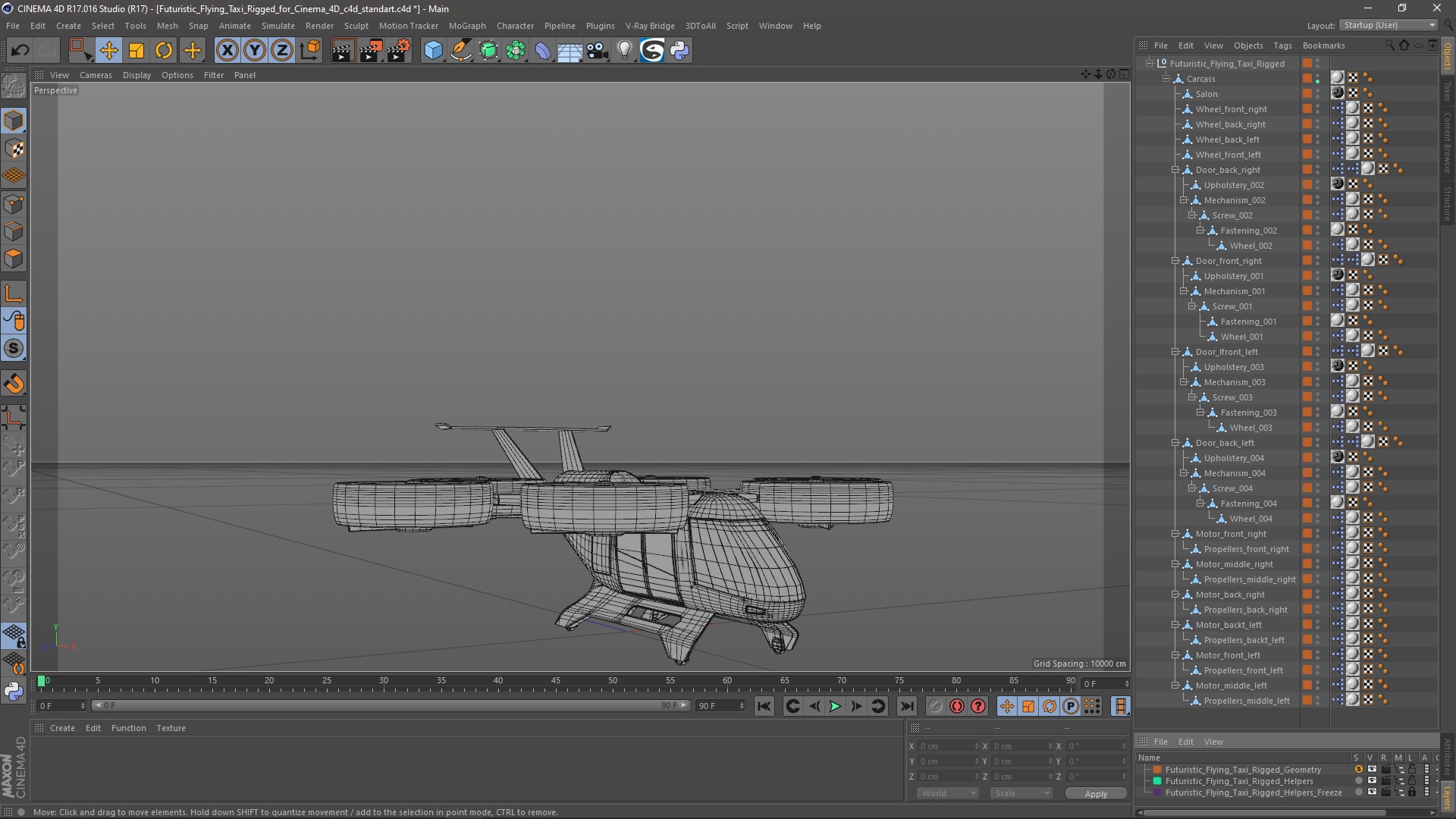 3D Futuristic Flying Taxi Rigged for Cinema 4D model