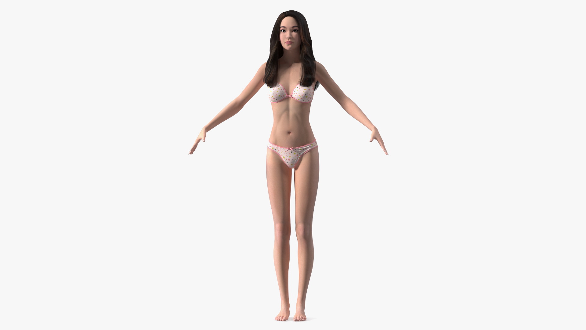 Chinese Woman Lingerie T-pose 3D model
