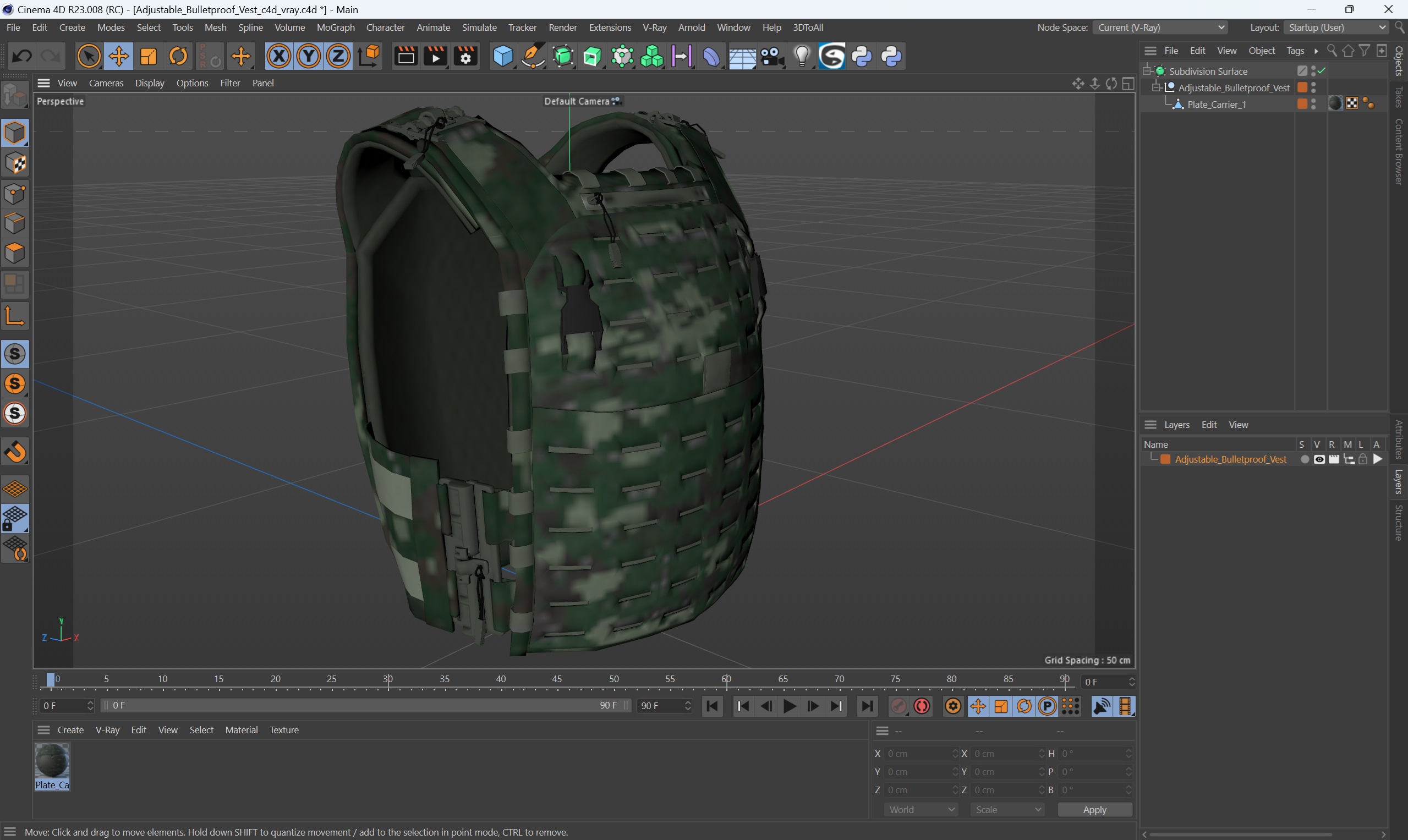 Adjustable Bulletproof Vest 3D